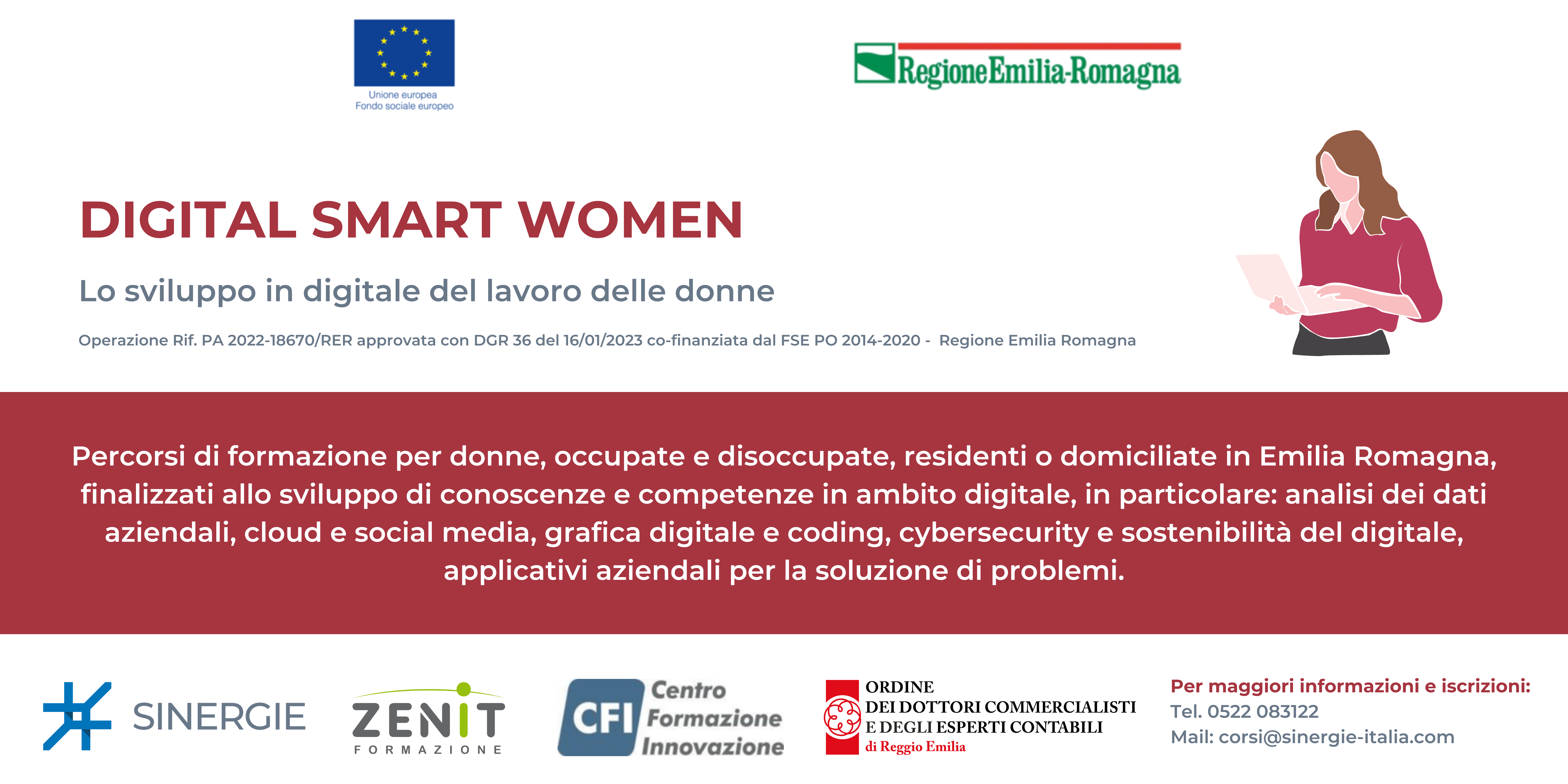 Immagine del Corso di Formazione Digital Smart Women realizzato da Sinergie e finanziato da FSE+ e Regione Emilia-Romagna