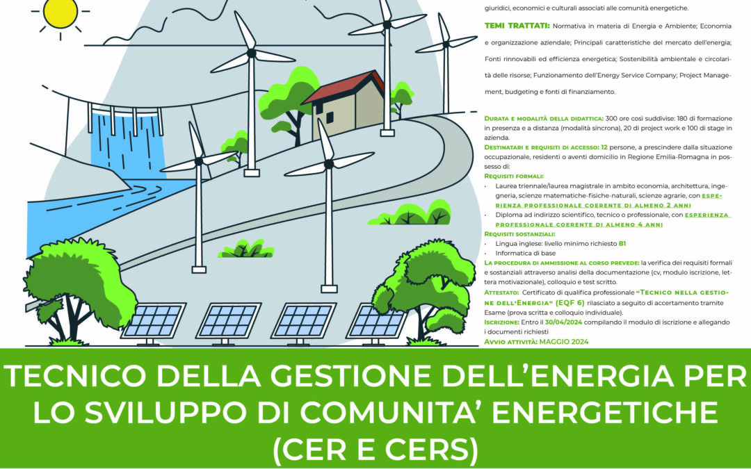 Tecnico della Gestione dell’Energia per lo sviluppo di Comunità Energetiche (CER e CERS)
